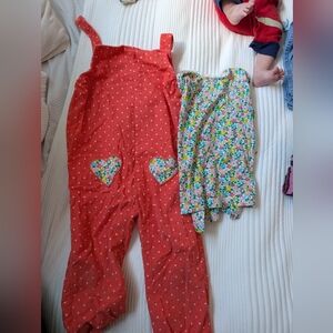 Mini Boden Overalls with Florals and Polka Dots 2-3 Y
